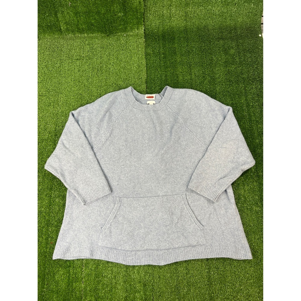 Pure Jill J. Jill Light Blue Knit Raglan Sweater Kangaroo Pocket Womens 2X